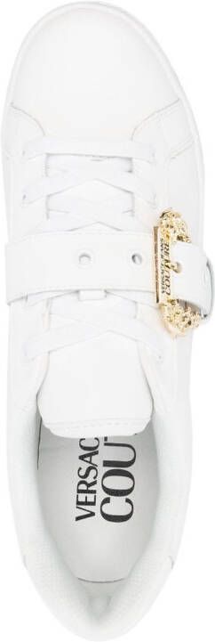 Versace Jeans Couture logo-buckle leather sneakers White