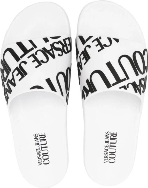 Versace Jeans Couture logo-embroidered slides White