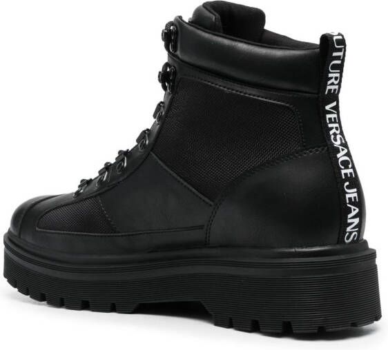 Versace Jeans Couture logo-lettering lace-up boots Black