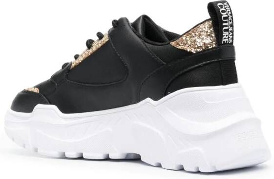 Versace Jeans Couture logo-patch glitter-detailing sneakers Black