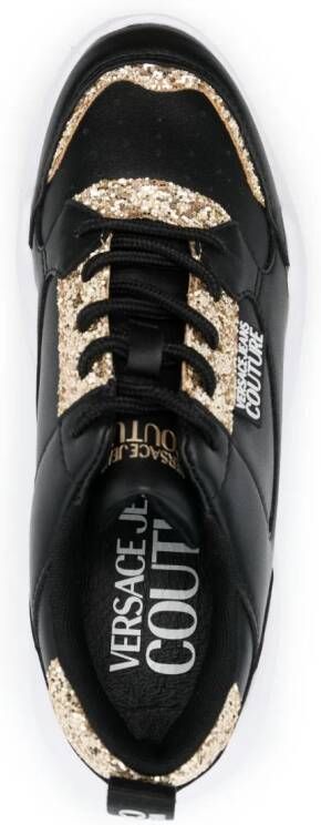 Versace Jeans Couture logo-patch glitter-detailing sneakers Black