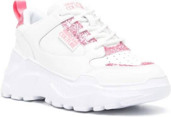 Versace Jeans Couture logo-patch glitter-detailing sneakers White