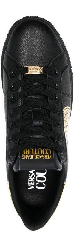 Versace Jeans Couture logo-patch leather low-top sneakers Black