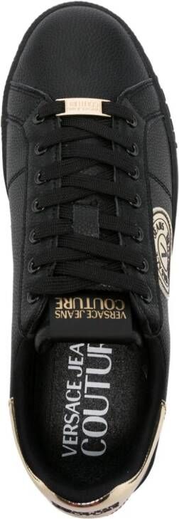 Versace Jeans Couture logo-patch leather sneakers Black