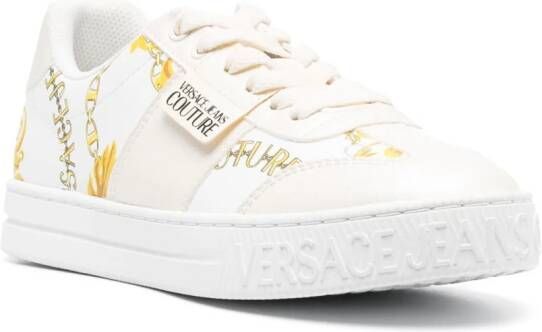 Versace Jeans Couture logo-patch round-toe sneakers White