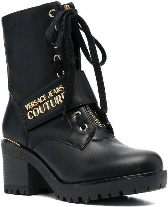 Versace Jeans Couture logo-plaque lace-up boots Black