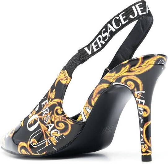 Versace Jeans Couture logo-print 90mm slingback pumps Black