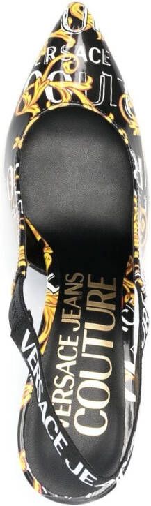 Versace Jeans Couture logo-print 90mm slingback pumps Black