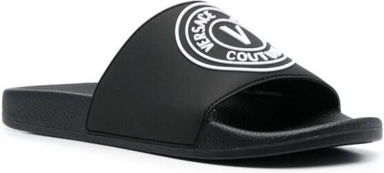 Versace Jeans Couture logo-print flat slides Black