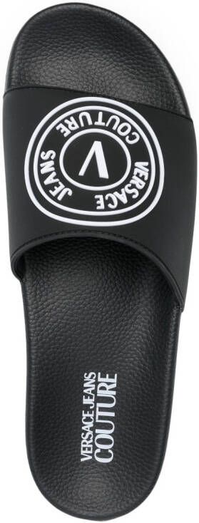 Versace Jeans Couture logo-print flat slides Black