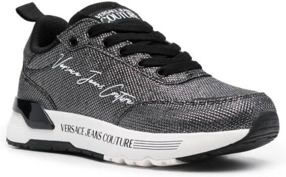 Versace Jeans Couture logo-print metallic-finish sneakers Black