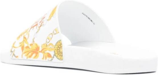 Versace Jeans Couture logo-print open-toe slides White