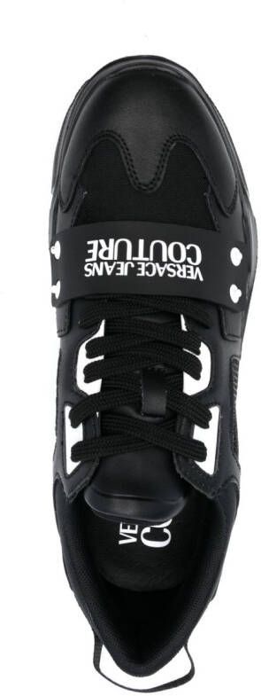 Versace Jeans Couture logo-print panelled leather sneakers Black