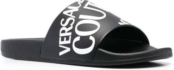 Versace Jeans Couture logo-print pool sliders Black