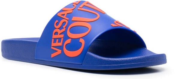 Versace Jeans Couture logo-print pool sliders Blue