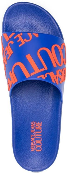 Versace Jeans Couture logo-print pool sliders Blue