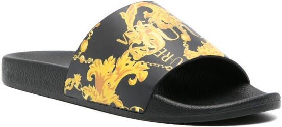 Versace Jeans Couture logo-print slip-on slides Black