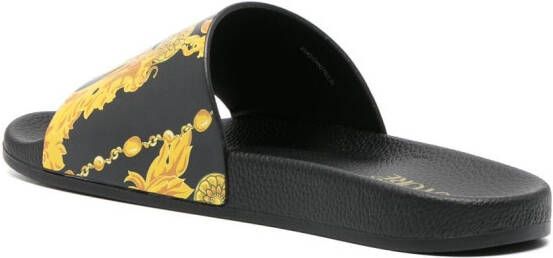 Versace Jeans Couture logo-print slip-on slides Black