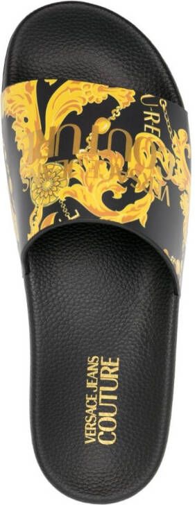 Versace Jeans Couture logo-print slip-on slides Black