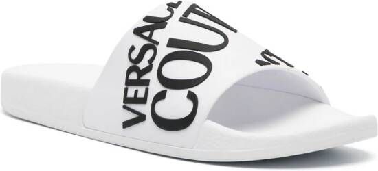 Versace Jeans Couture logo-print slip-on slides White