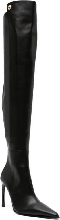 Versace Jeans Couture pointed-toe faux-leather knee boots Black
