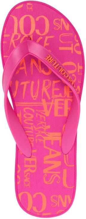 Versace Jeans Couture-print flatform flip flops Pink