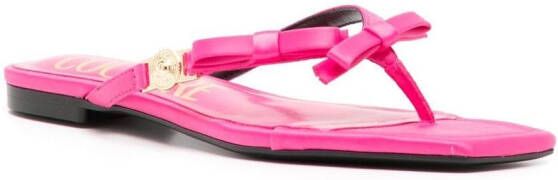 Versace Jeans Couture satin square-toe flip flops Pink