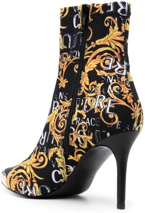 Versace Jeans Couture Scarlett 85mm Logo Brush Couture-print boots Black