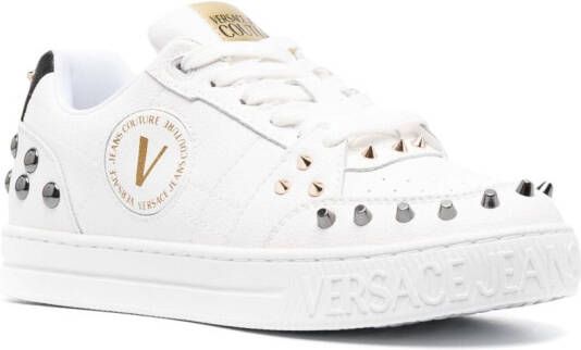 Versace Jeans Couture spiked stud-design leather sneakers White