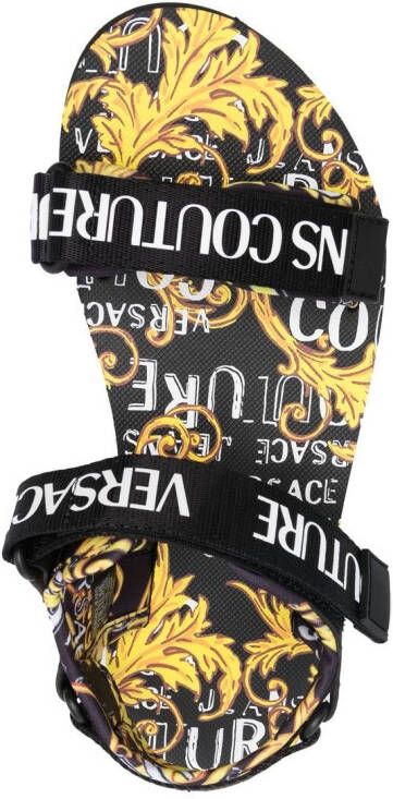 Versace Jeans Couture touch-strap logo print sandals Black