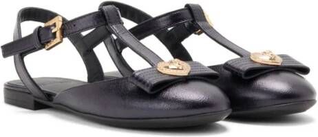 Versace Kids Alia leather ballerina shoes Black