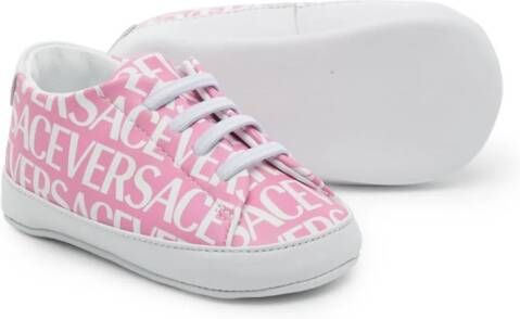 Versace Kids all-over logo-print sneakers Pink
