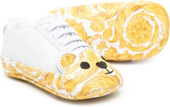 Versace Kids Barocco-print leather pre-walkers White