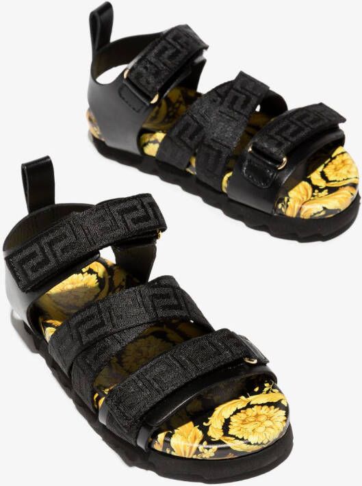 Versace Kids Barocco-print sandals Black