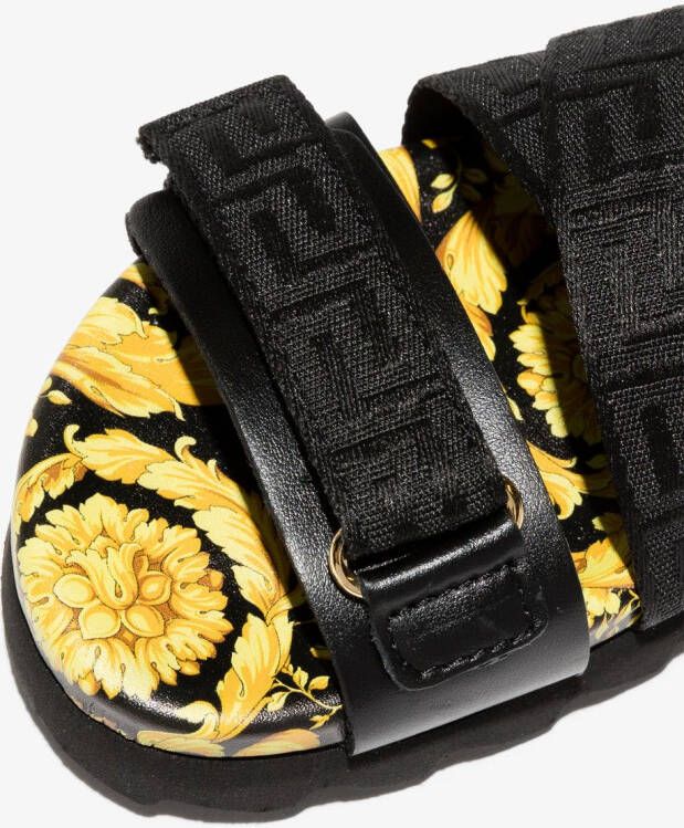 Versace Kids Barocco-print sandals Black