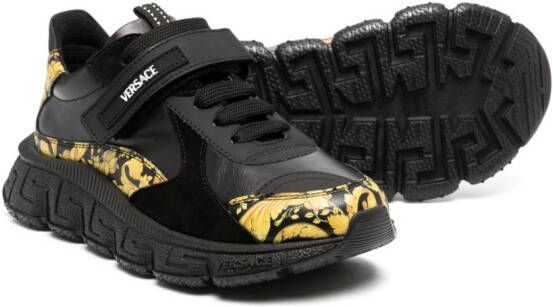 Versace Kids Barocco print touch-strap sneakers Black