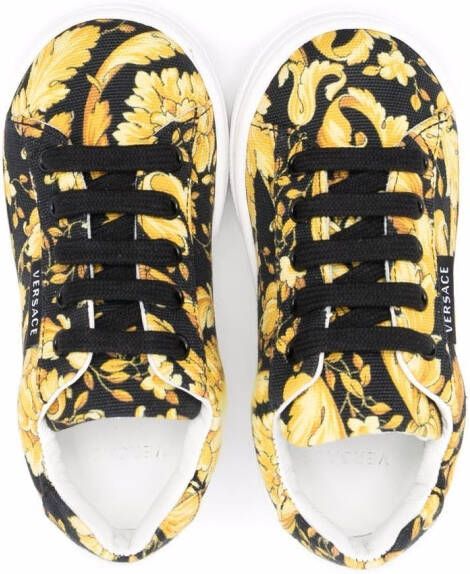 Versace Kids baroque print lace-up sneakers Black