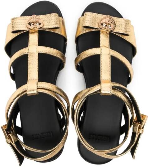 Versace Kids bow metallic leather sandals Gold
