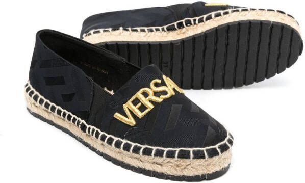 Versace Kids embroidered-logo espadrilles Black