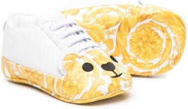 Versace Kids graphic-print leather trainers White