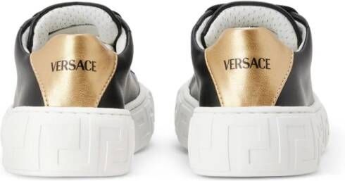 Versace Kids Greca-detail leather sneakers Black