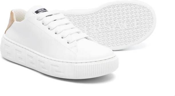 Versace Kids Greca-detail leather sneakers White