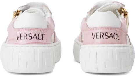 Versace Kids Greca-detail leather sneakers White