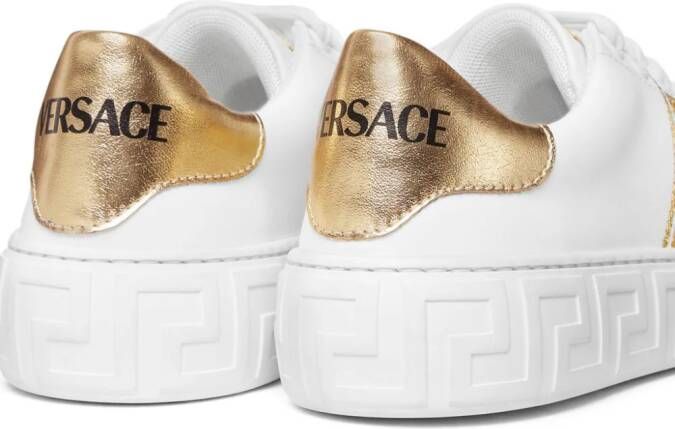 Versace Kids Greca-embroidered leather sneakers White
