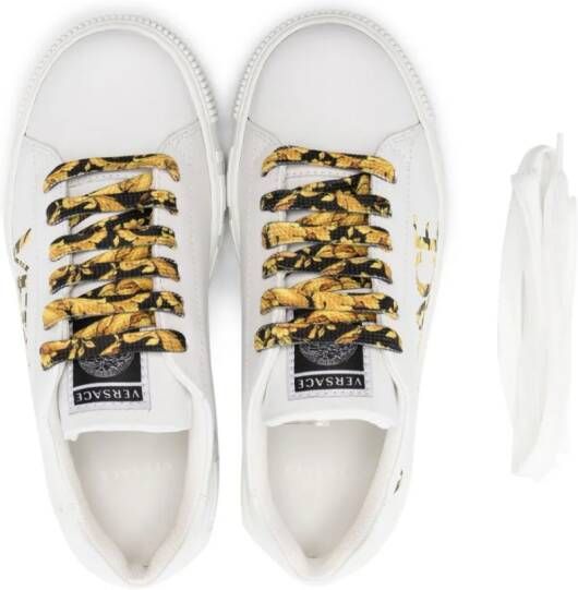 Versace Kids Greca leather low-top sneakers White