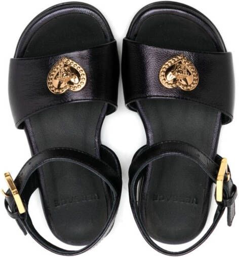 Versace Kids Heart Medusa leather sandals Black