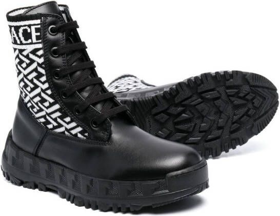 Versace Kids La Greca ankle boots Black
