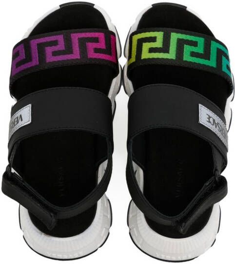 Versace Kids La Greca-print touch-strap sandals Black