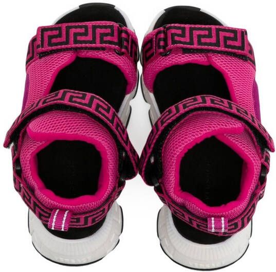 Versace Kids La Greca-print touch-strap sandals Pink