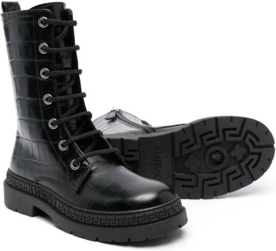 Versace Kids La Medusa leather boots Black